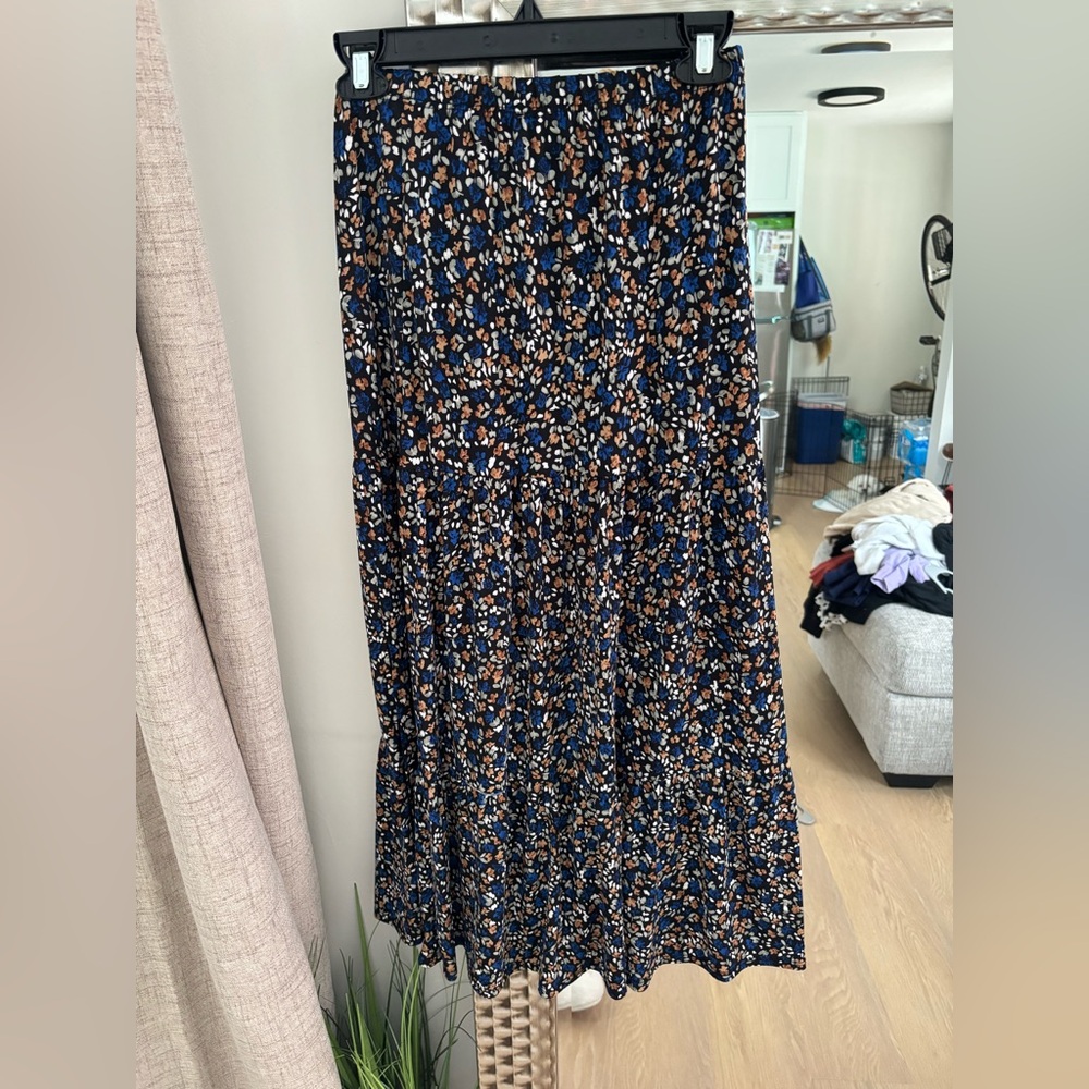 Espresso Black Tiered A-Line Maxi Skirt Casual